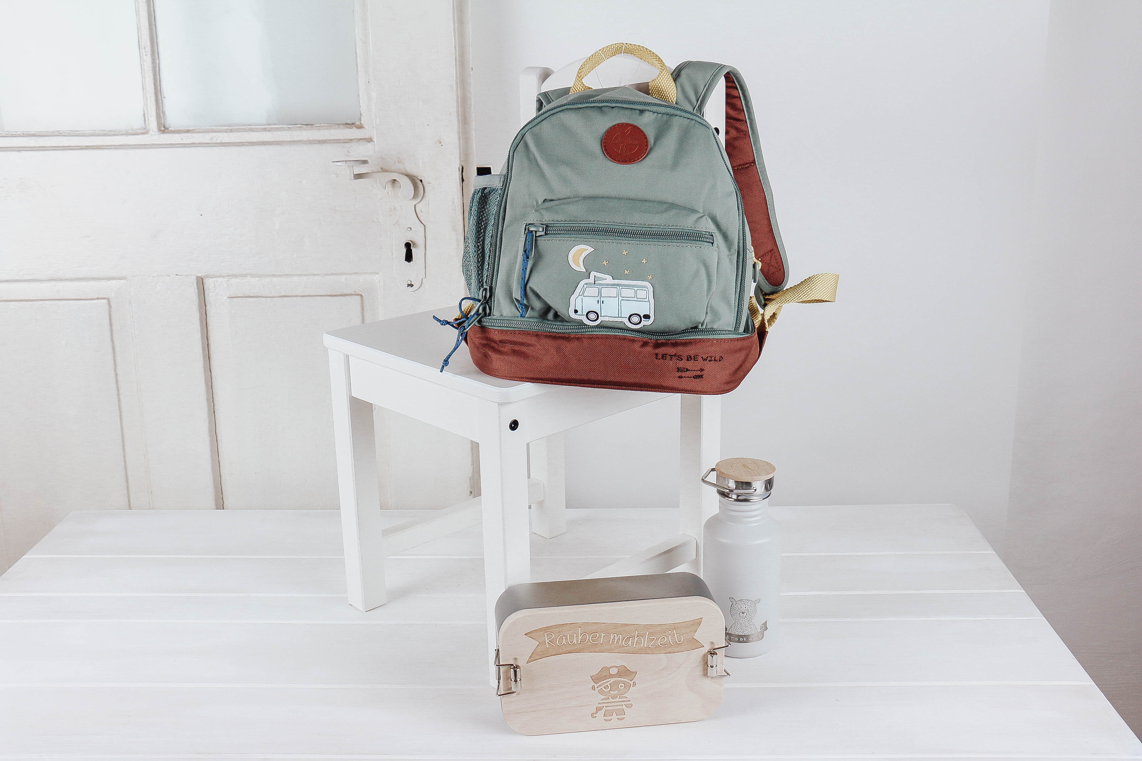 Kinderrucksack Bus olive