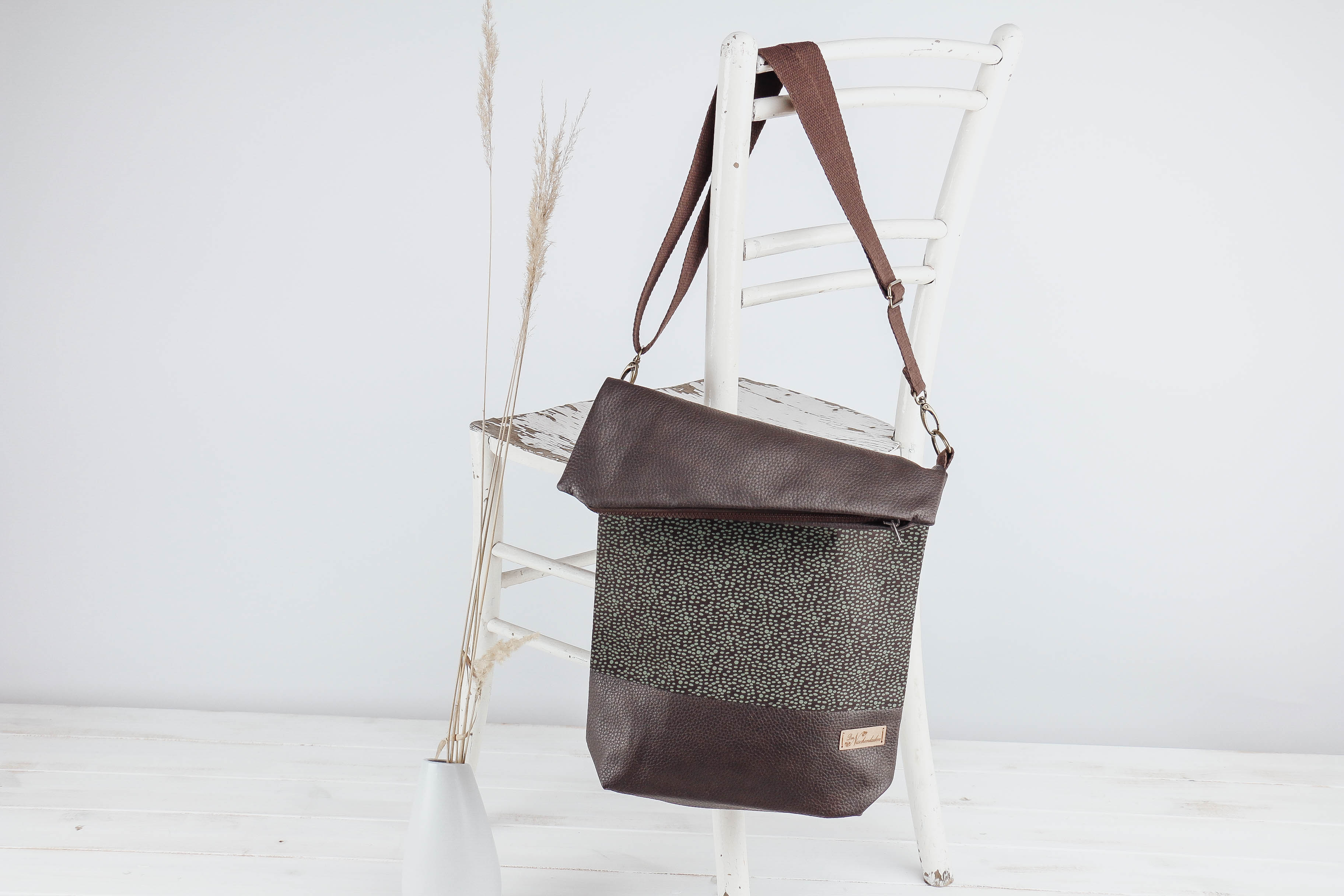 Fold-over- Tasche brown meets green